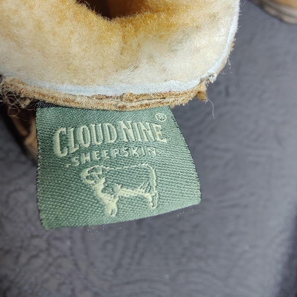 Cloud Nine Sheep Skin Suede Brown Moccasin Shearling Lined Comfy Slipper Men's 9 - Picture 8 of 11